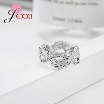 Pluma Girando Realmente 925 Anillo De Plata Esterlina 