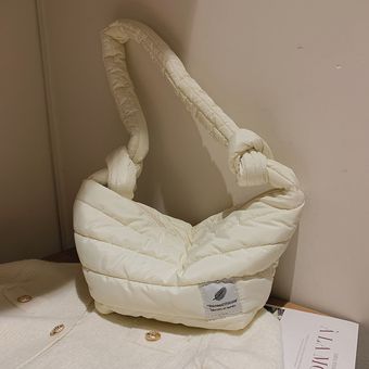 bolsa de algodón c Bolso de hombro con patrón de celosía para mujer 