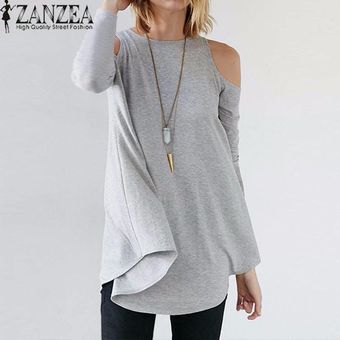 blusa de manga larga con hombros descubiertos