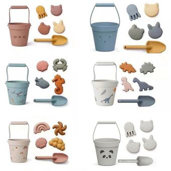 6pcs Silicone Children Beach Toys Kit Kids Caving Sand Tool con moldes de pala 