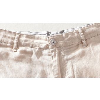 Bermuda Shorts  Algodón de lino Para hombres-Caqui 