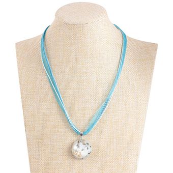 Collar redondo de moda Pearl Shell Ocean Series Cadena de clavícula para niñas 