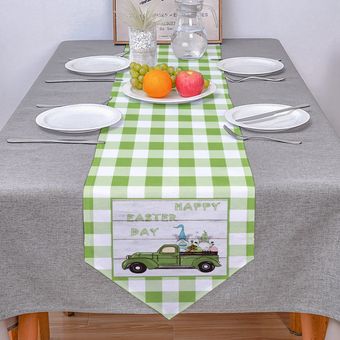 té y cena, Camino de mesa a cuadros verdes de Pascua para el hogar 