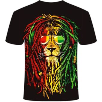 #TX1185 Camiseta popular Nieuwe Stijl Dier mannen Korte Mouw 3D camisetas gedrikt Hip Hop asiáticas tallas WOT camiseta informal con gafas de león3d cráneo 