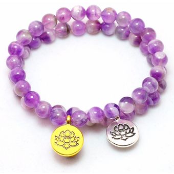Pulsera De Cristal Púrpura De Piedra Natural Oración Yoga De 