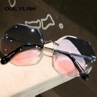 Oulylan gafas de sol redondas sin marco gradiente femeninomujer 
