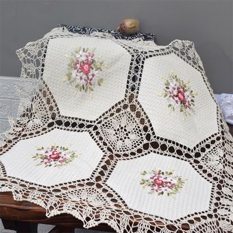 Mantel cuadrado de algodón de ganchillo clásico característica cubierta de la mesa de café para dormitorio balcón decoración de ocio Nappe 