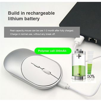 Ratón inalámbrico recargable con Bluetooth 5,1 2,4G Mouse óptico US 