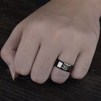 Letdiffery Cabeza De León Genial Con Anillo De Titanio Negro Letdiffery Cabeza De León Genial Con Anillo De Titanio Negro
