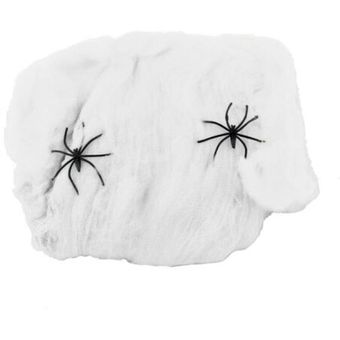 Telaraña de Halloween con 2 arañas negras Fiesta de telaraña extensible Decoración del hogar 