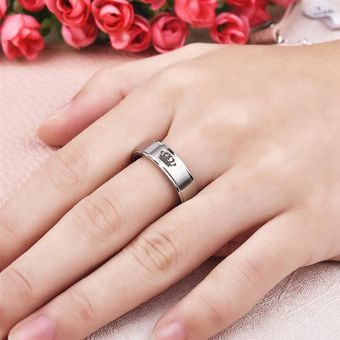 Jia Yi Qi Su Reina Su Rey Pareja Anillo Corona Acero Anillo 