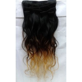 Extensiones De Cabello Natural Ondeado Con Clips En 50 Cm 70 Gr Color Negro Castaño Oscuro Y Rubio Dorado