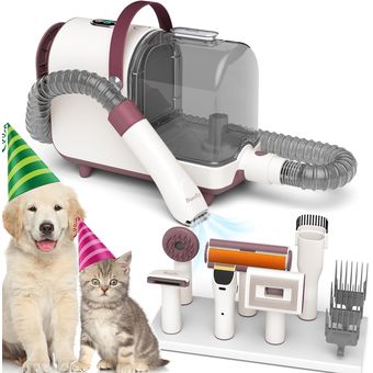 Kit de aseo para perros, aspiradora de aseo de mascotas 7 en 1 con 4 peines  para el cabello, aspiradora de pelo de perro de 2.5 L, cepillo de