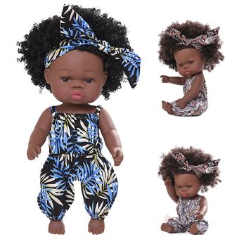 Black Baby Dolls Pop African Reborn Full Body Silicone Vinyl Toys 35CM Newborn Baby Toy Bebe Reborn 