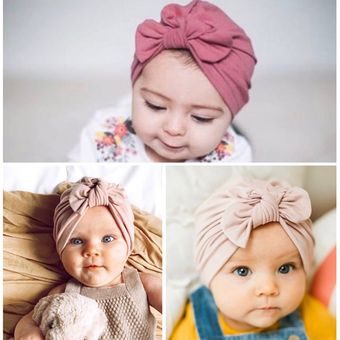 JasCherry Hecho a Mano de Poliéster 7 Colors/Set Indio Bohemio Hat Knitted Hat para Niños Pequeños Anudado Turbante Bebé Niñas Diademas Suaves Sombreros Impresos para Niños 