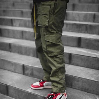 Pantalones Cargo para hombre,ropa informal estilo Hip Hop,Jogger,pantalones de chándal con múltiples bolsillos #Khaki 