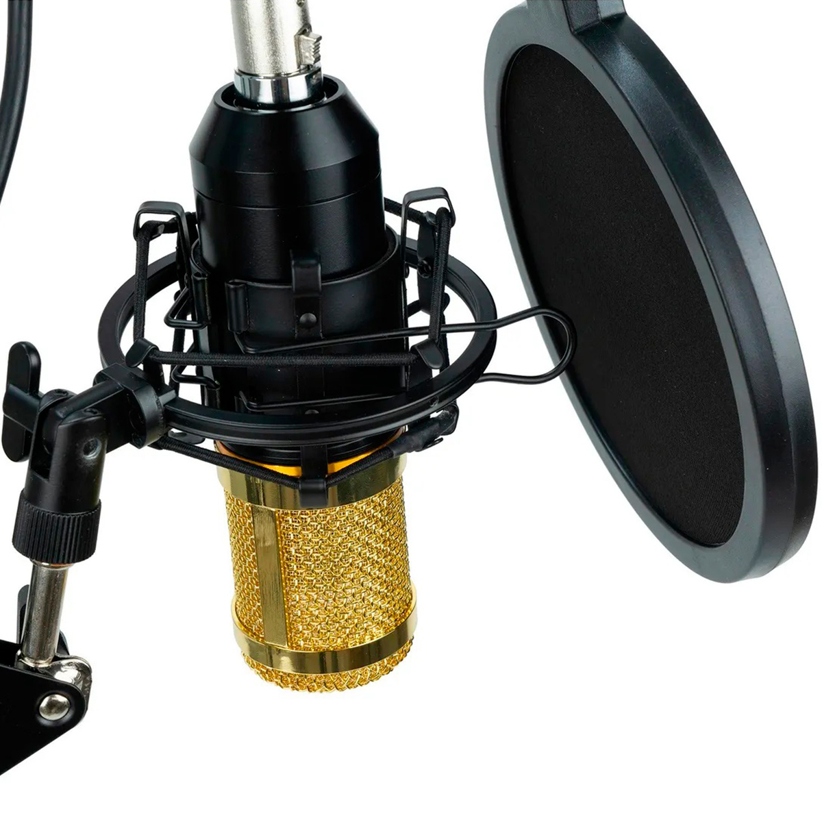 Kit Microfono Condensador Tarjeta Usb Youtuber Negro