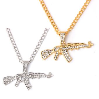 Colgante colgante de armas Collar de cadena con diamantes de imitación de moda creativa joyería de hip hop 