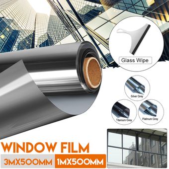Película de PET bricolaje reflectante del espejo Ventana Protección UV de vidrio auto-adhesivo de Privacidad-Platinum Grey 3mX500mm 