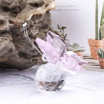 Crystal Flying Butterfly con bola de cristal Base Figurine Ornament Statue 