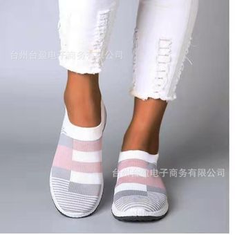 Nis para mujer Banda elástica zapatillas de deporte al aire libre Running usable hombres transpirable zapatos Gris 