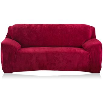 #Dark red Funda de sofá elástica gruesa de felpa de Color sólido,funda de sección Universal,funda de sofá elástica para sala de estar de 1234 asientos 