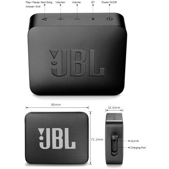 2 PCS parlante Portátil JBL GO2 Negro