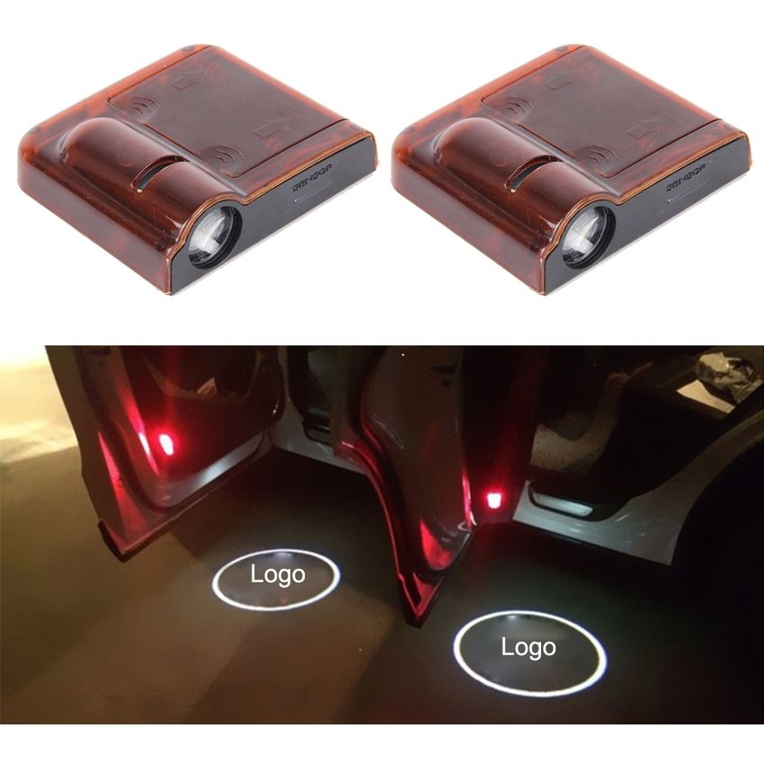 2 Pcs Led Ghost Sombra Luz Puerta De Auto Con Pantalla Led Laser