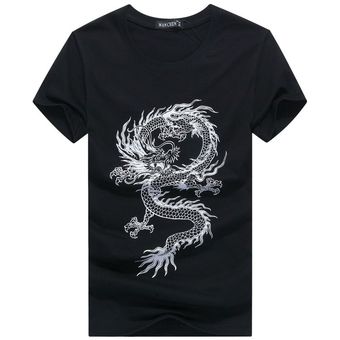 ropa deportiva informal para gimnasio Camiseta deportiva de manga corta para hombre camiseta masculina holgada con estampado de dragón 