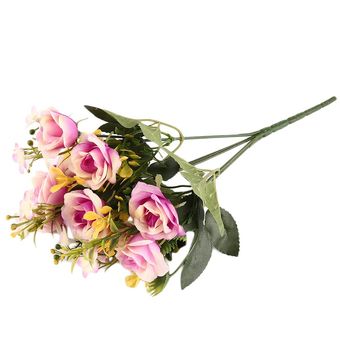 1pcs 10 cabeza artificial rosa flor hoja hogar decoración de boda nupcial ramo 