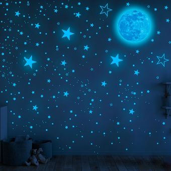 Luminosa de la luna y de las estrellas etiqueta de la pared Apto para niños de sala de niños pequeños 