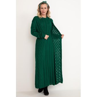 cárdigan largo y maxivestido tejido Conjunto de vestido Hijab de punto para mujer 