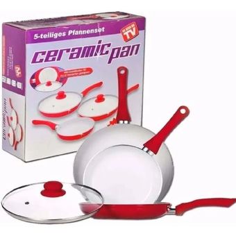 Juego Sartenes Ceramica Ceramic Pan 5 Piezas Rojo GENERICO