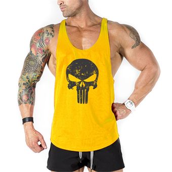 Camiseta de tirantes para hombre Casual estampado de moda Camisa sin mangas gimnasio Fitness String 