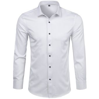 #Gray Camisas de vestir de fibra de bambú para hombre,camisas infor 