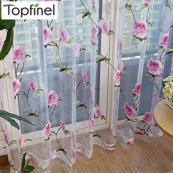 Topfinel Bien vendido tul floral moderno de alta cad para ventan 