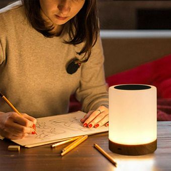 Luz de noche cálida recargable lámpara táctil de mesa con 6 color LED 