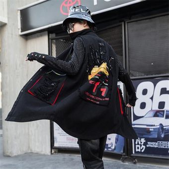 chaqueta de marca de diseño para mujer Novedad de chaleco largo de algodón pa（#Black） 