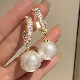 Perlas pendientes con una mediana grandes marrones perla-dorado 1/20 14 kt 