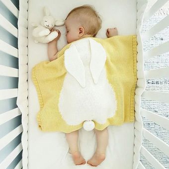 Bebé conejito orejas suave cálido dormir knipted manta 