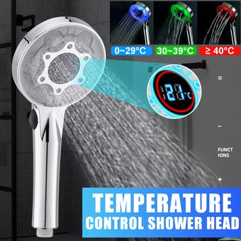 Ducha manual de alta presión de alta presión con combo de cabezal de ducha LED-Black 