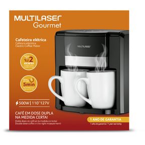 Cafetera 2 tazas con filtro 127V Multilaser Negra