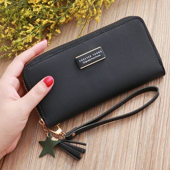Mujeres larga embrague billetera billetera de gran capacidad femenina monedero monedero bolsillo 