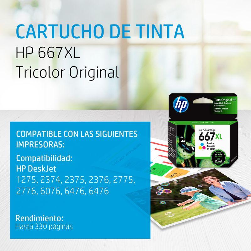 CARTUCHO HP 667XL TRICOLOR 3YM80AL