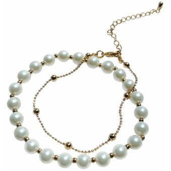Conjunto de pulseras de perlas naturales de estilo simple dos pulseras exquisitas 