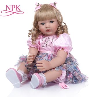 NPK60CM realista bebé reborn niña silicona con cabello rubio rizado la 