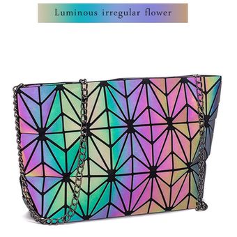 bandolera de cadena para mujer #irregular flower bolso brillante con formas geométricas 