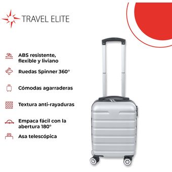 Maleta de Viaje Travel Elite Rígida Pequeña Ruedas 360 y Candado de  Combinación