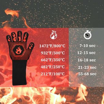 Rojo Guantes de barbacoa de alta temperatura guantes de resistencia al fuego retardante de barbacoa 