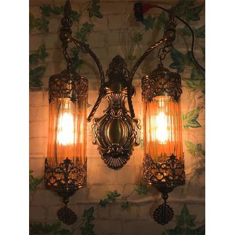 Mediterráneo estilo Art Deco doble cabezas de pared luces de la lámpar 